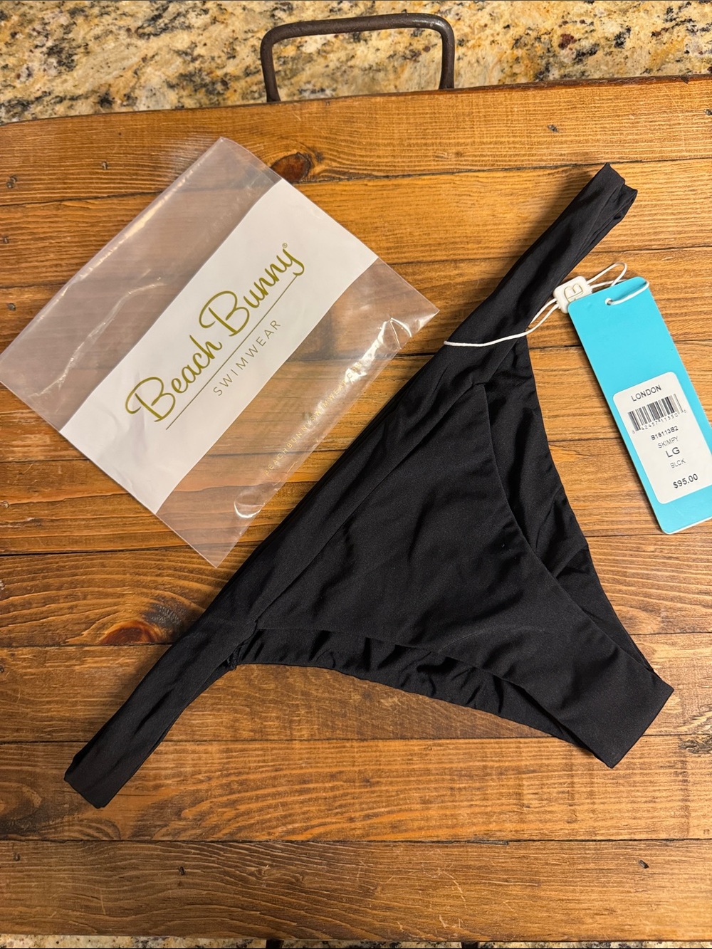 Beach Bunny London Black Low-Rise Skimpy Bikini Bottom